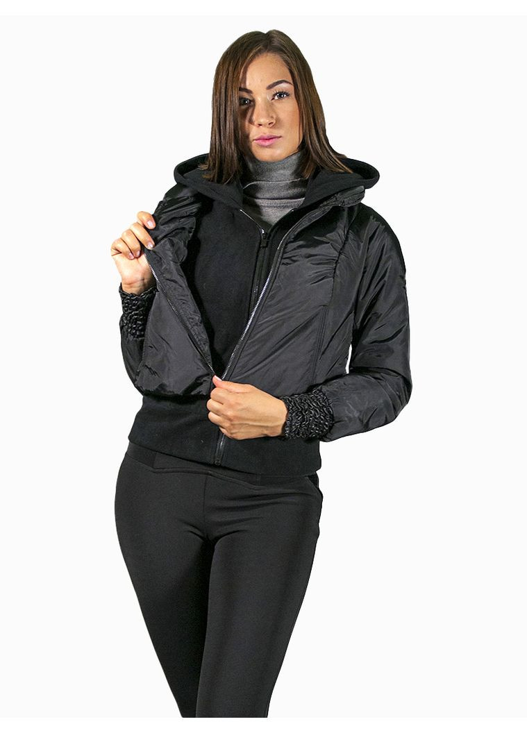 Черная демисезонная женская демисезонная куртка двойка fv-111708-1 черный Forza Viva