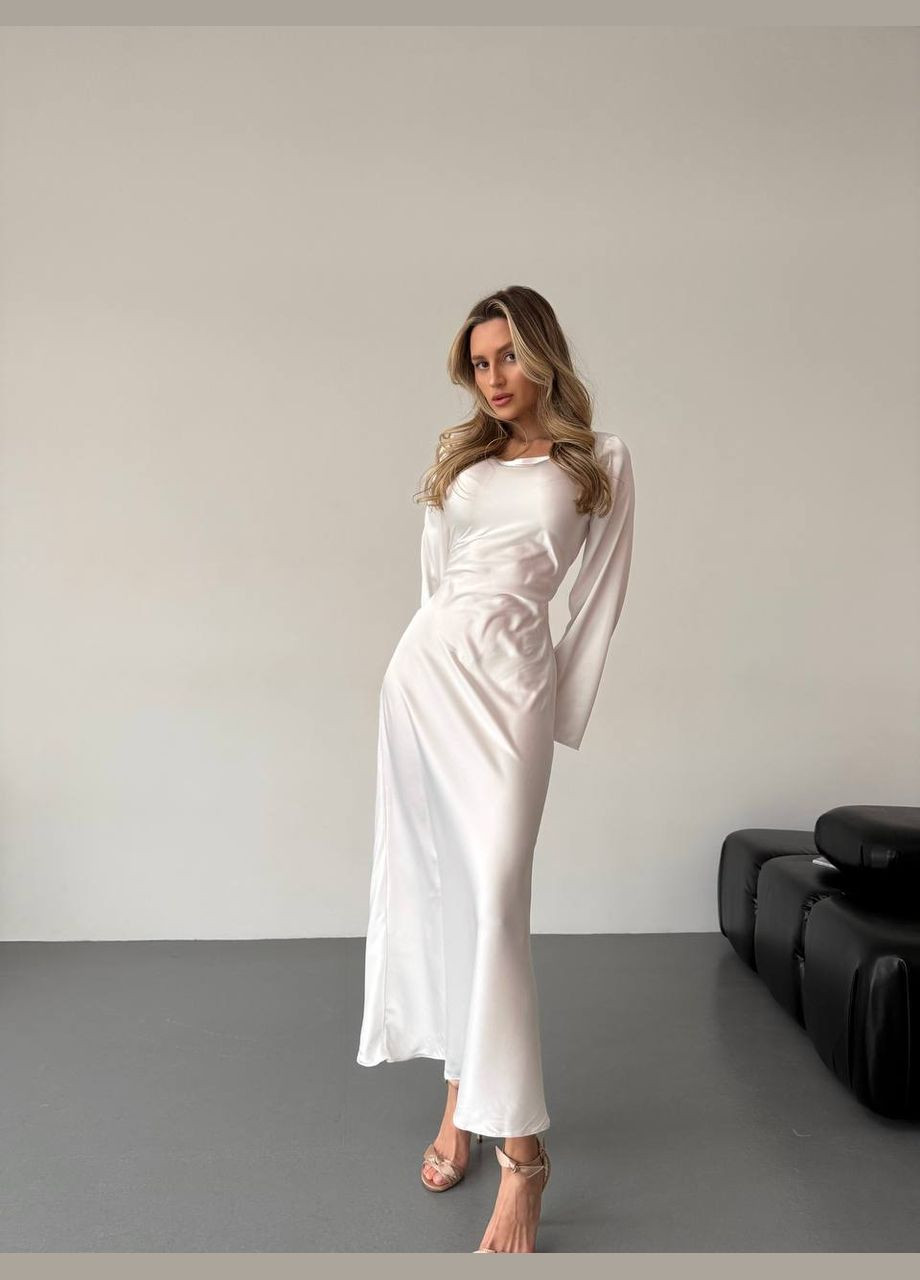 Молочное праздничный, коктейльное, вечернее платье женское No Brand однотонное