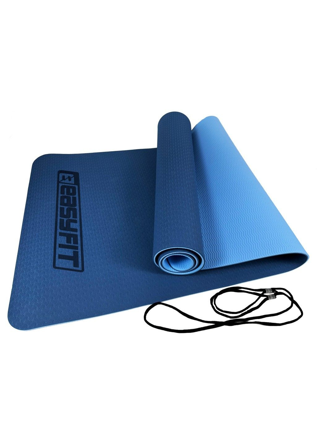 Коврик для йоги и фитнеса TPE+TC 6мм EF-1924-BLB Blue-blue EasyFit (295548024)
