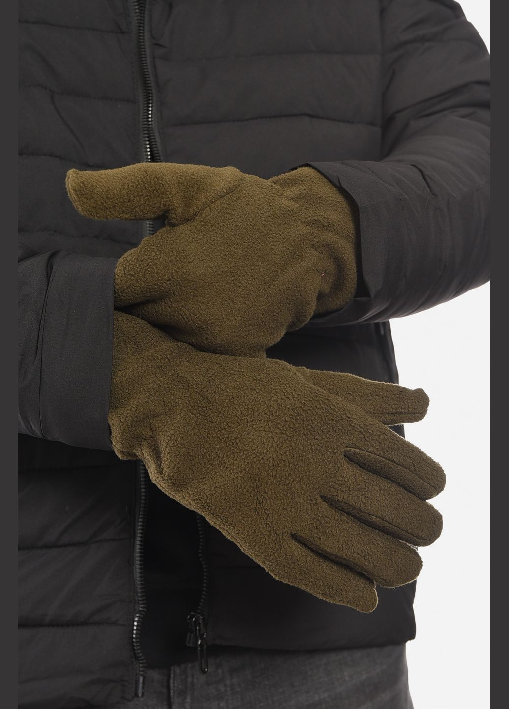 Перчатки мужские флисовые цвета хаки Let's Shop (307791429)