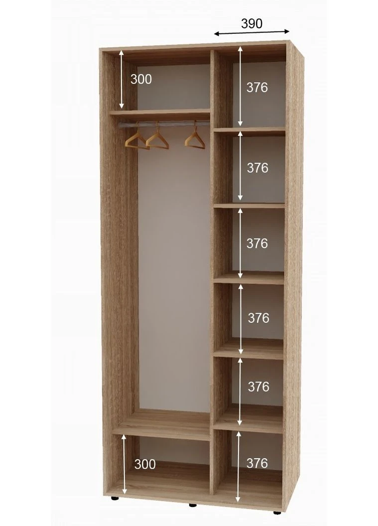 Шкаф-купе двухдверный Алекса 90*65*240 см Дуб Сонома ДСП Алекса (394273926)