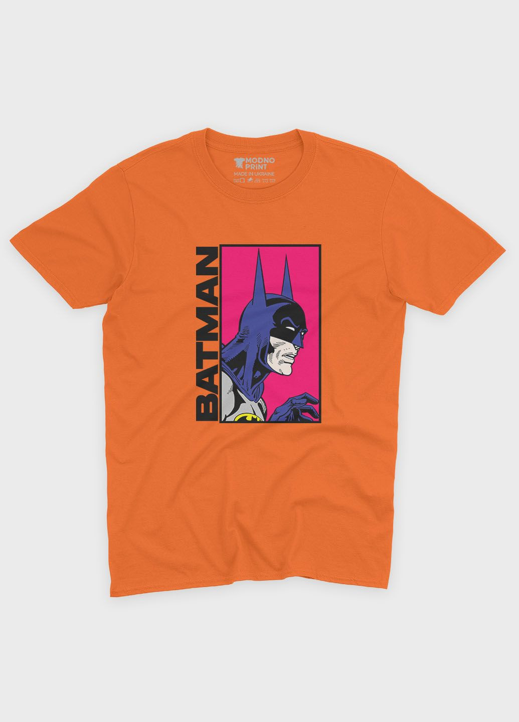 Оранжевая демисезонная футболка для мальчика с принтом супергероя - бэтмен (ts001-1-ora-006-003-024-b) Modno