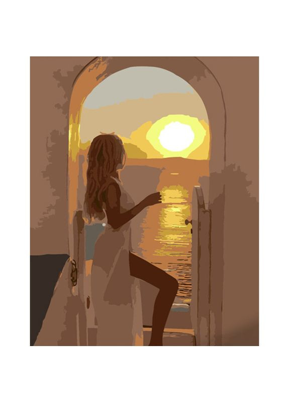 Картина за номерами ПРЕМІУМ Захід сонця у Греції розміром 40х50 см (DY381) Strateg (362501024)