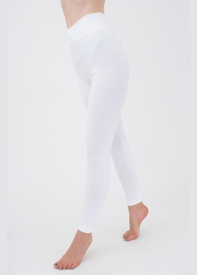 Белые демисезонные леггинсы женские бесшовные спортивные из микрофибры Giulia