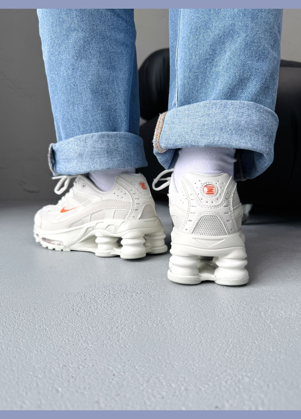 Серые демисезонные кроссовки мужские и женские nike shox ride 2 sp supreme grey orange | найк шокс райд 2 серые No Brand