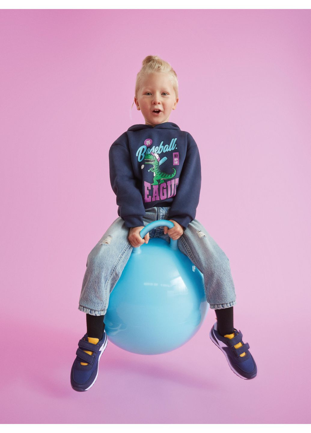 Худі фліс,темно-синій з принтом, Primark (360613742)