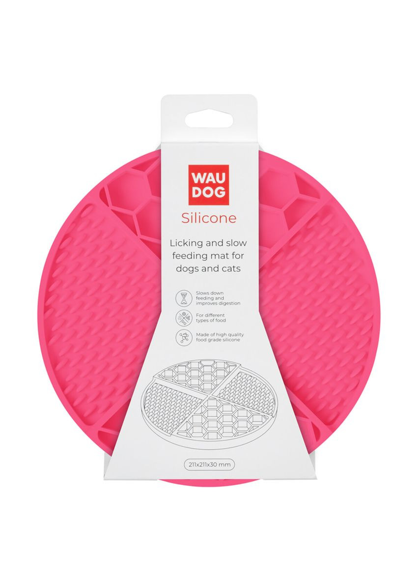 Килимок для злизування і повільного харчування Silicone, 211х211х30 мм, рожевий WAUDOG (323205453)
