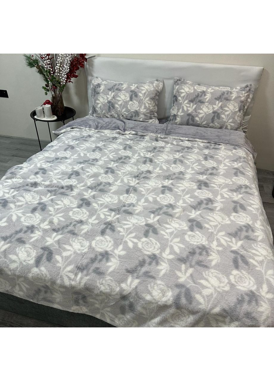 Эксклюзивное постельное белье "Хутро-велюр". Зимняя коллекция евро размер фиолетового цвета. No Brand (371646149)