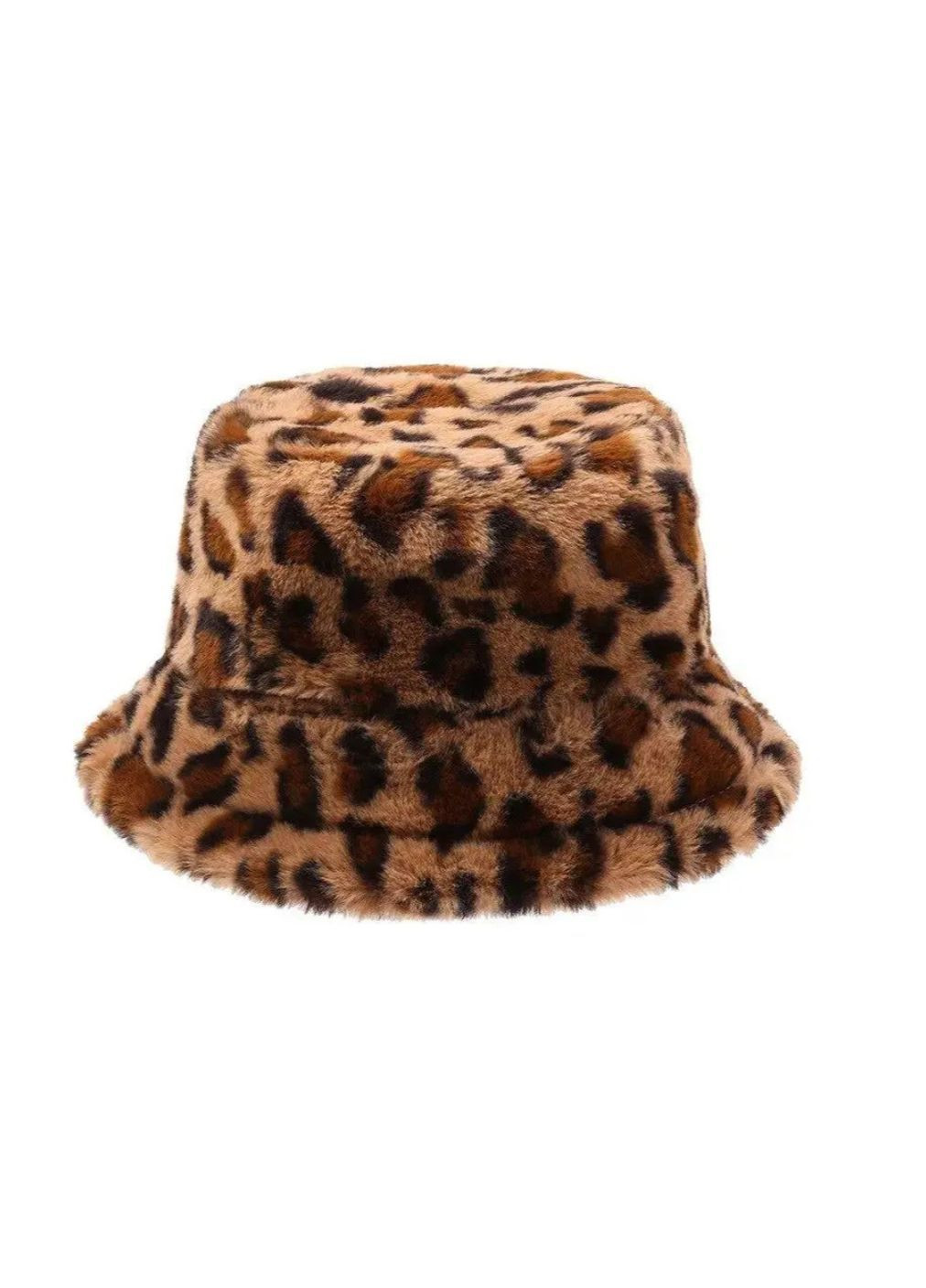 Жіноча зимова панама 54–58 см леопардова, теплий стильний капелюх на голову, утеплена No Brand (364191369)