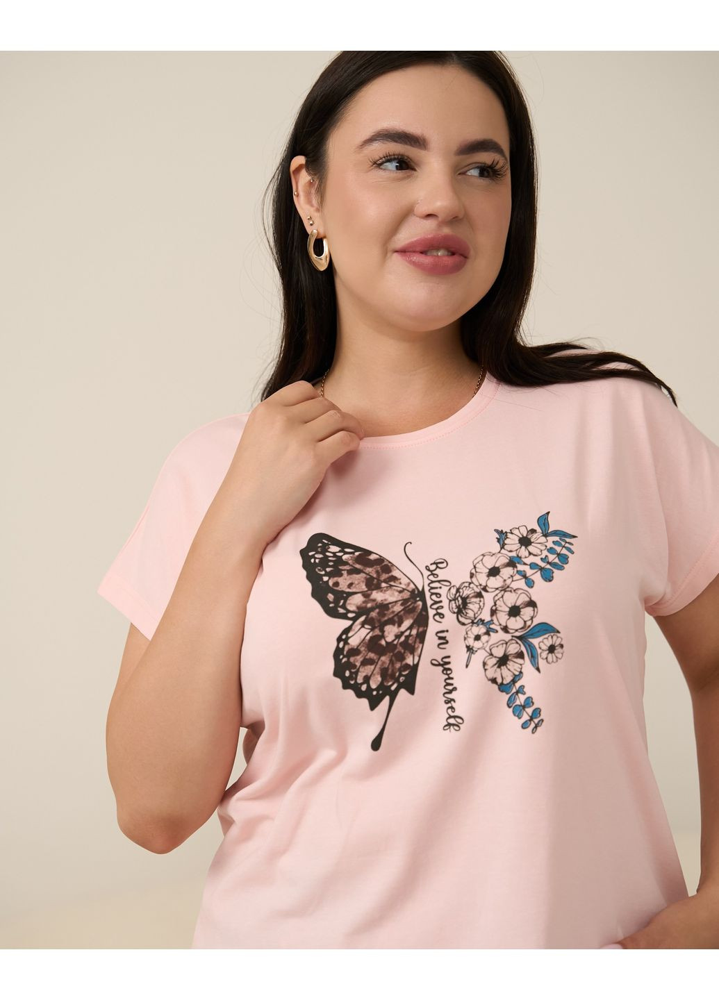 Персикова комплект футболки та шорти Nicoletta