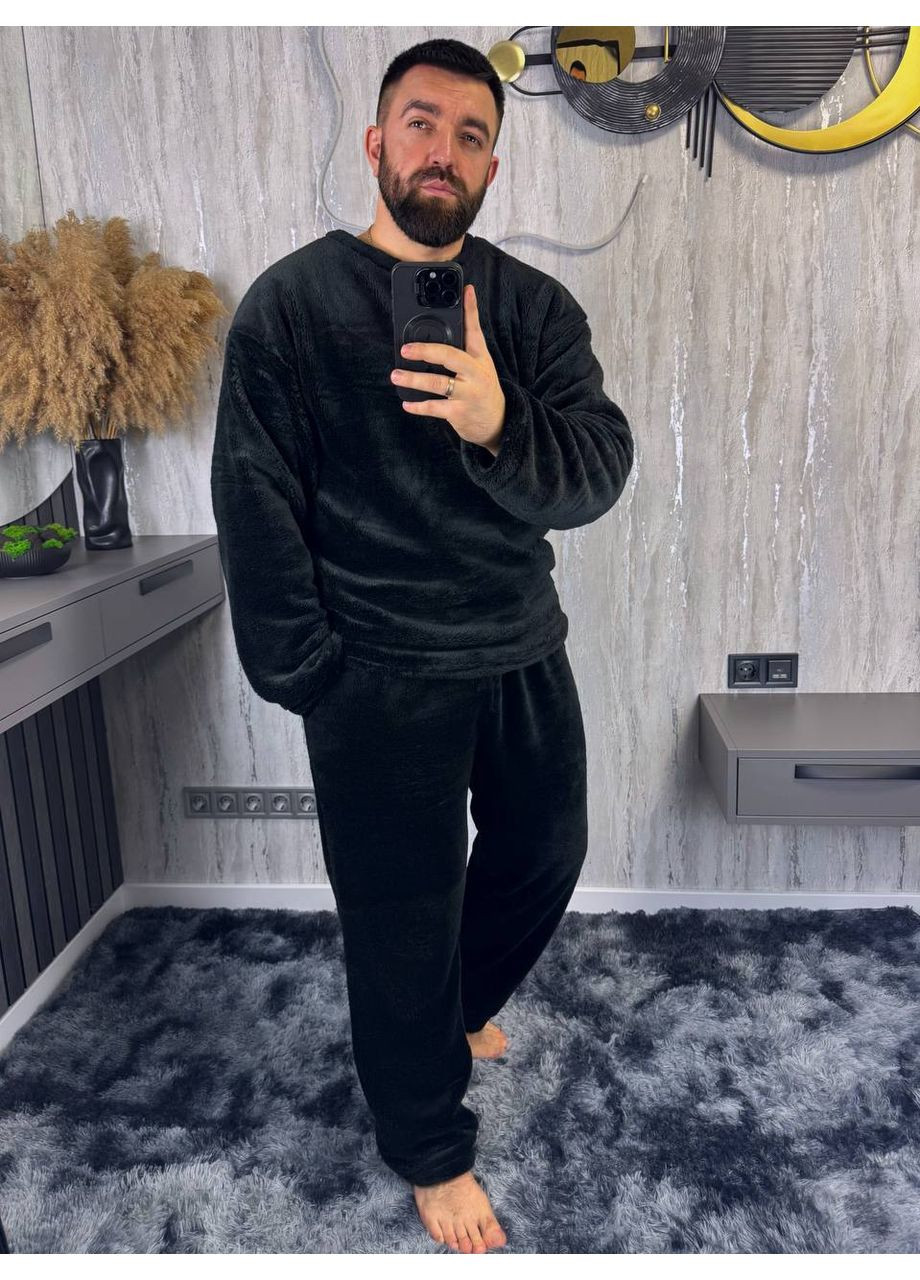 Теплий чоловічий домашнiй костюм чорного кольору 36081 No Brand (370011971)