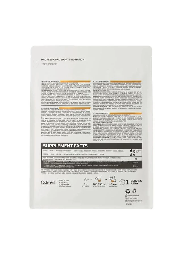 Креатин моногидрат Creatine Monohydrate Апельсин 500 г Ostrovit (375455371)