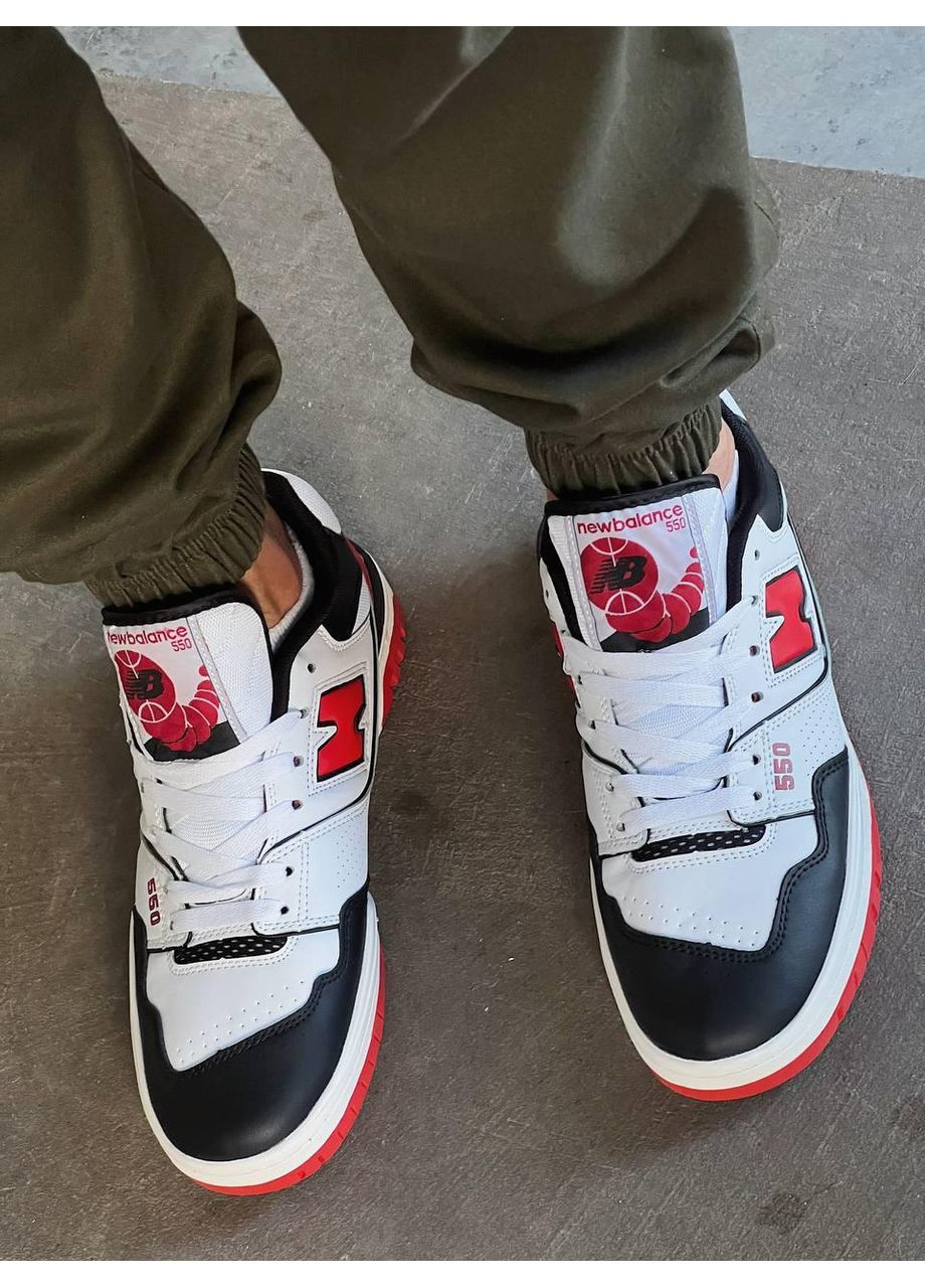 Чорні Осінні кросівки чоловічі new balance 550 white red black нью беланс 550 No Brand