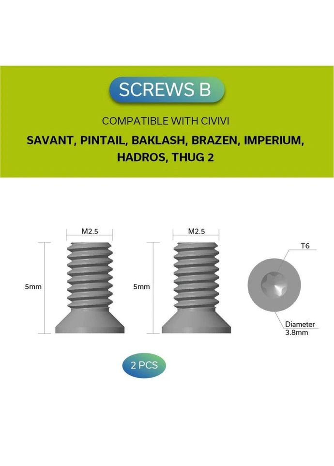 Набор черных стальных винтов для клипс CA-12B (A-036298) Civivi (381728016)