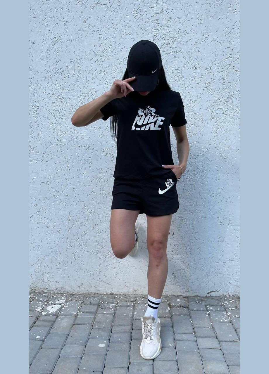 Чорна літня легка футболка з лого nike з коротким рукавом Vakko