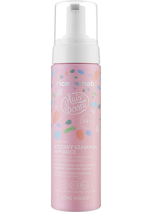 Шампунь для волос с рисовой вытяжкой HairBoom Rice Rehab Shampoo 200ml (1078741-130425) BodyBoom (369132319)