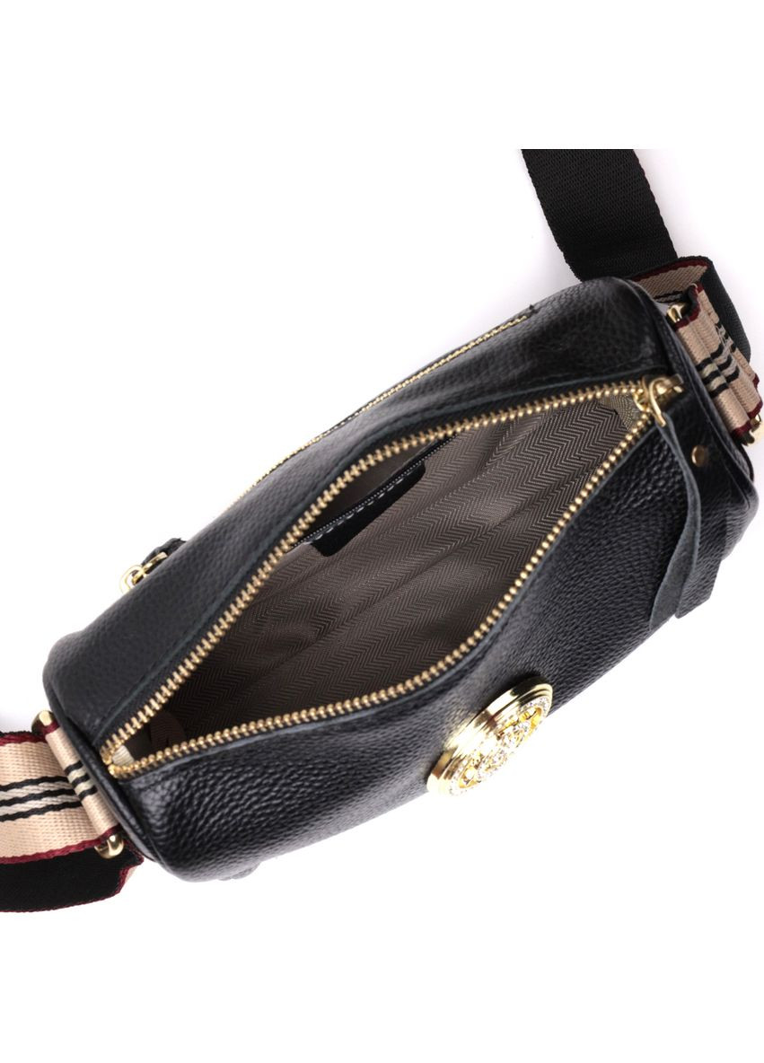 Жіноча сумка з прикрасою із натуральної шкіри 22262 Чорна Vintage (329197988)