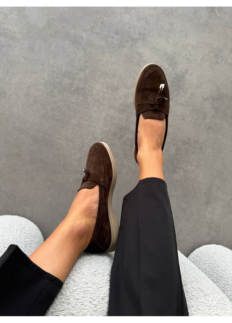 Темно-коричневые лоферы chocolate charm No Brand