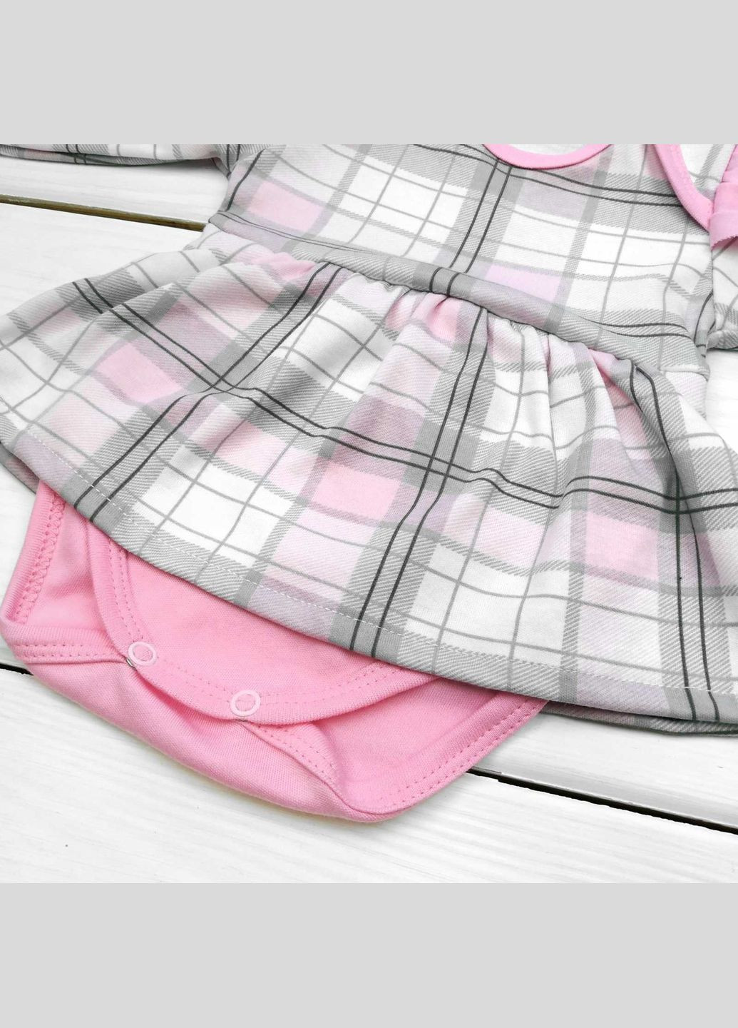 Боді зі спідничкою в клітинку з пов'язкою Рожевий dexter's (304252557)