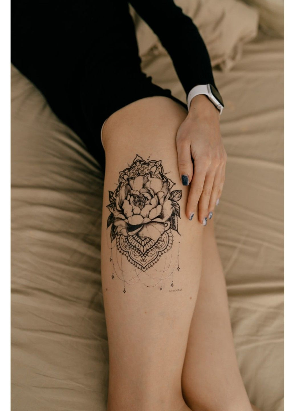 Тату "Пион с мандалой" Tattooshka (303140586)