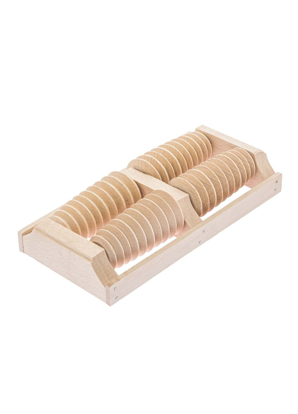 Массажер для стоп деревянный для профилактики плоскостопия и рефлекторного массажа на 4 ролика на две ноги Woodly (341724485)