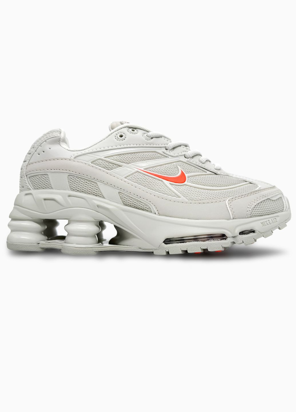 Серые демисезонные кроссовки мужские и женские nike shox ride 2 sp supreme grey orange | найк шокс райд 2 серые No Brand