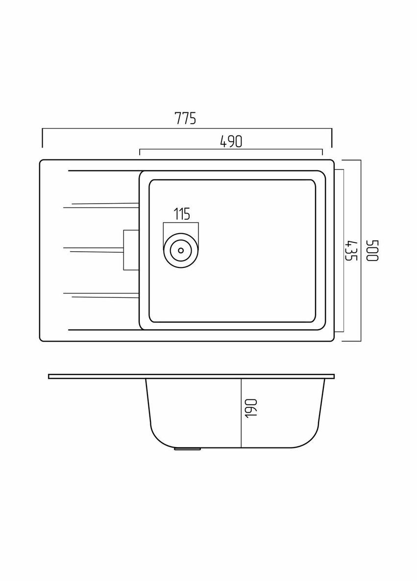 Гранитная мойка для кухни ROMA 7850 матовая Черный металлик Valeso (342069518)