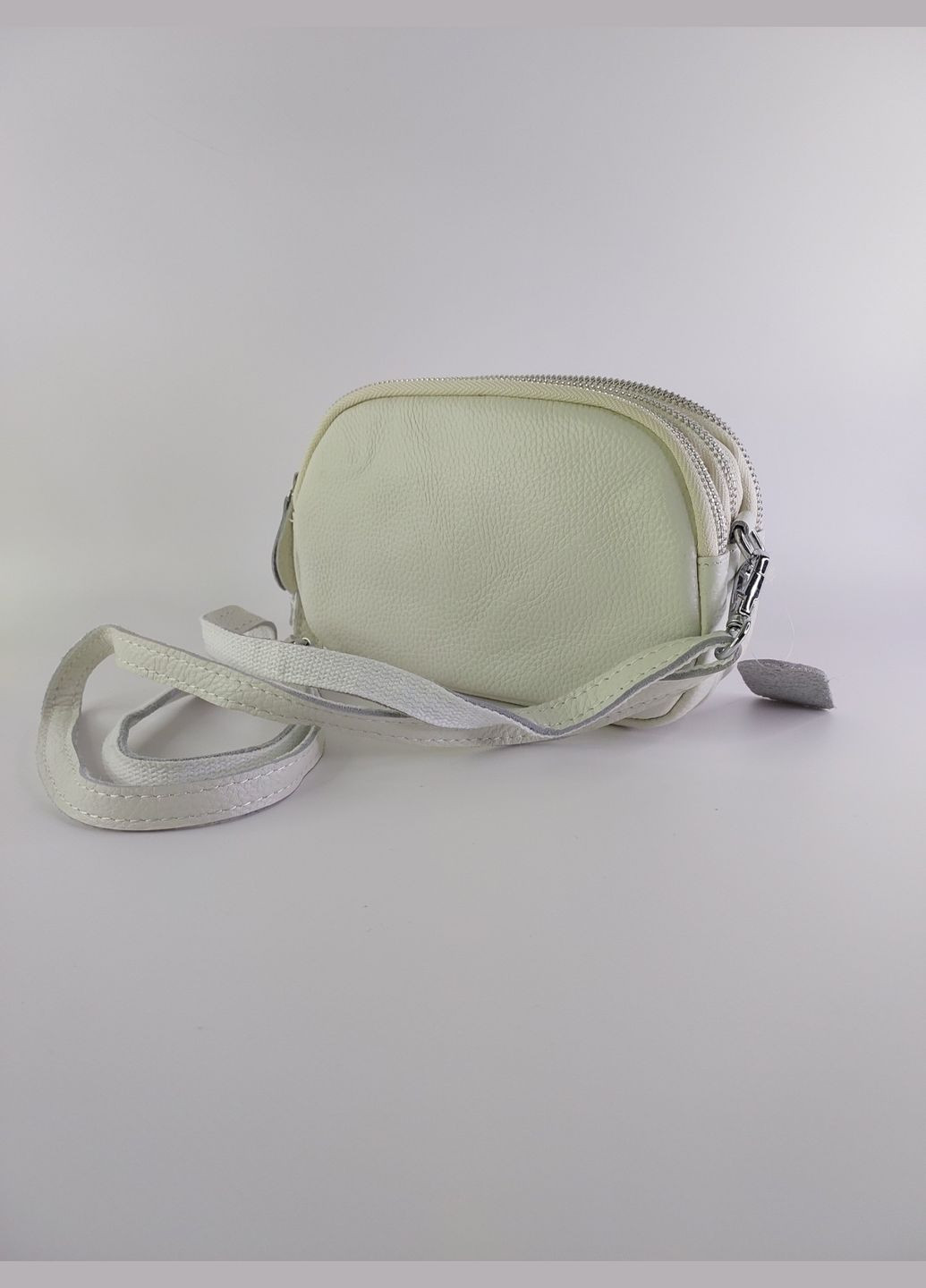 Жіноча сумка клатч з натуральної шкіри на три відділення мала біла No Brand (347640672)