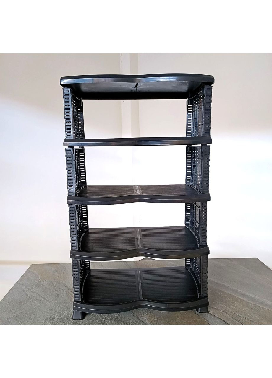 Етажерка пластикова для взуття 5 ярусів ротанг чорна House Violet (358932222)