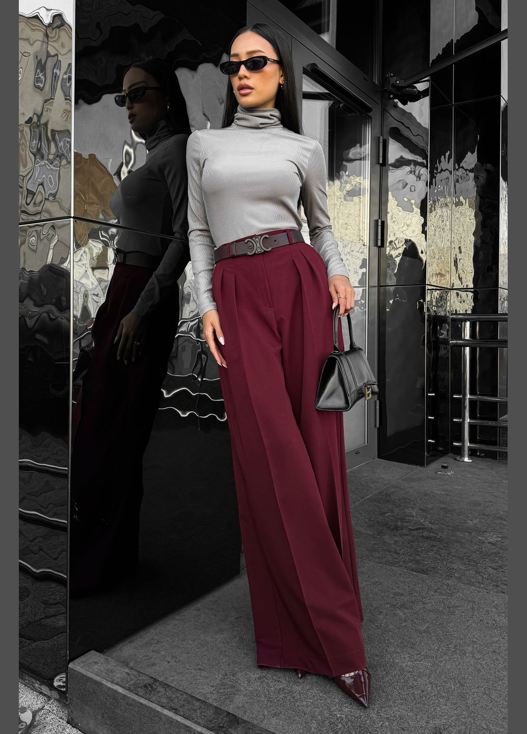 Стильні брюки палаццо к кольорі бургунді Jadone Fashion (304972932)