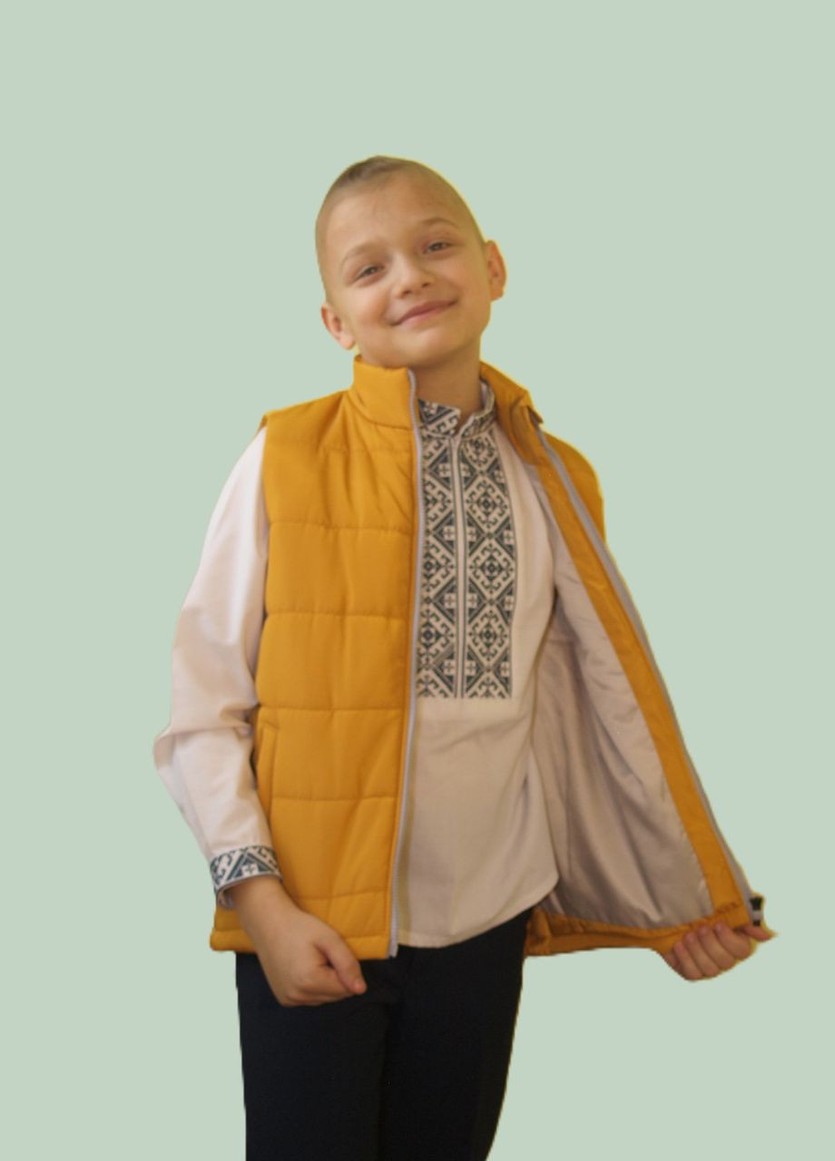 Жилетка дитяча весна/осінь без капюшона 122 розмір із кишенями колір Handmade (326835316)