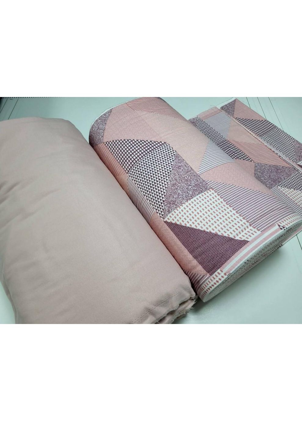 Постільна білизна з резинкою Печворк рожев./пудра, фланель(байка) Сімейний розмір, наволочки 70/70 No Brand (363191835)
