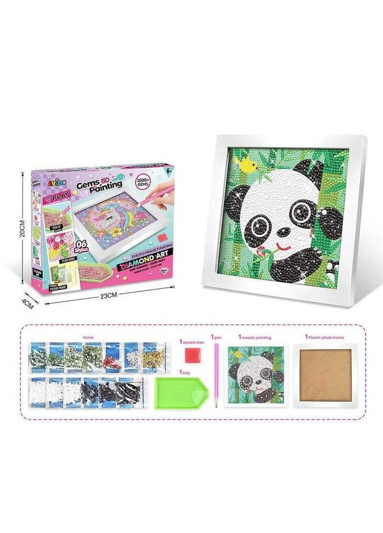 Алмазная мозаика A 5501 A “Панда”, стразы, ручка, лоток, рамка, в коробке (6969961400400) No Brand (332256568)