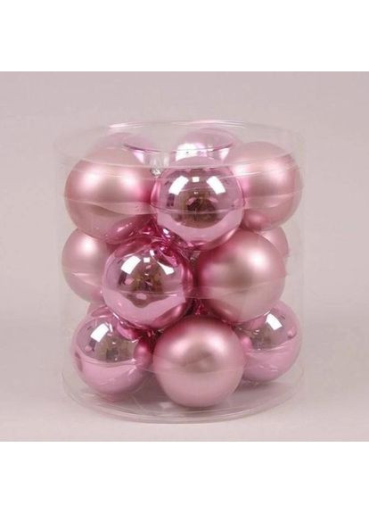 Кульки скляні 8 см. рожеві (15 шт.) 44597 Flora (360639862)