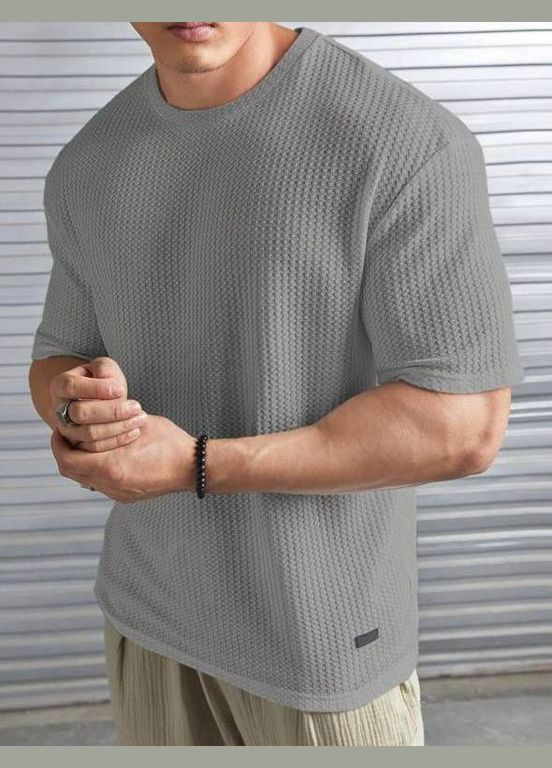 Серая футболка дышащая ткань фактурный трикотаж No Brand