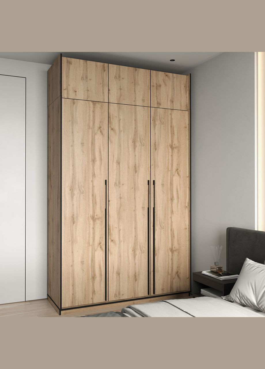 Шафа розпашна з полицями на 3 дверки з шухлядами та антресоллю R-0015 від Аппалачі MORELI (335423492)