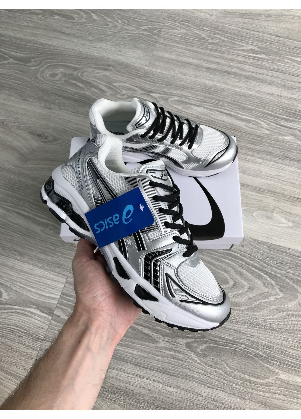 Срібні Осінні кросівки чоловічі і жіночі asics gel-kayano 14 white silver black | асікс гель-каяно 14 срібні No Brand