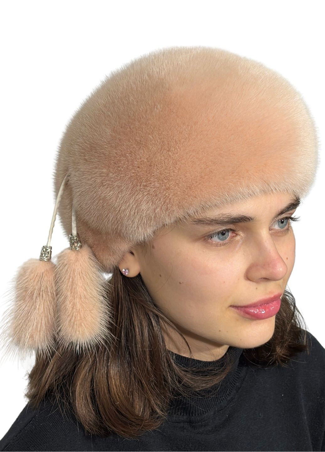 Женский меховой зимний теплый классический берет из цельной норки Меховой Стиль Классический берет (257399698)