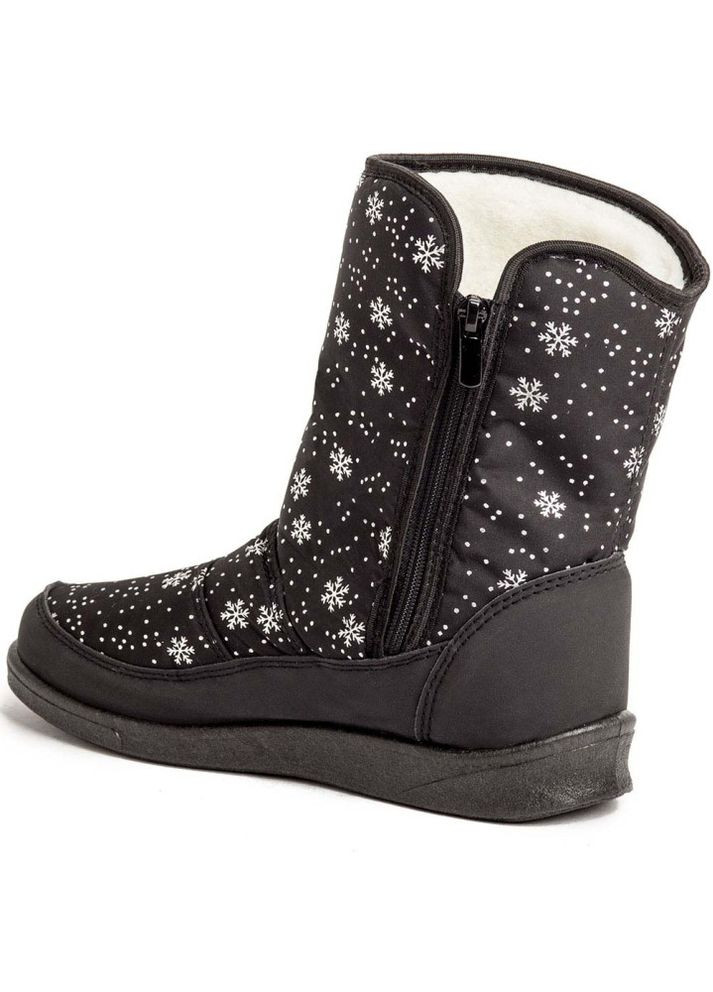 Зимние дутики женские alaska снежинка черные Oldcom с молнией