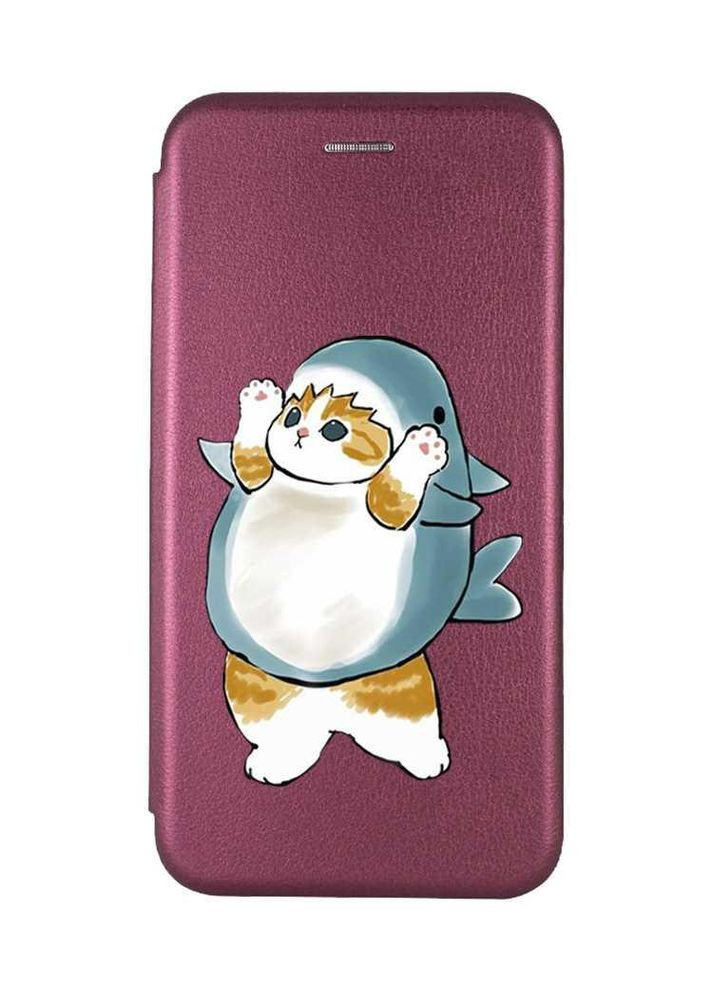 Чохол-книжка з малюнком для Samsung Galaxy A54 5G (A546) Бордовий Котик акула (принт 379) Creative (355390929)