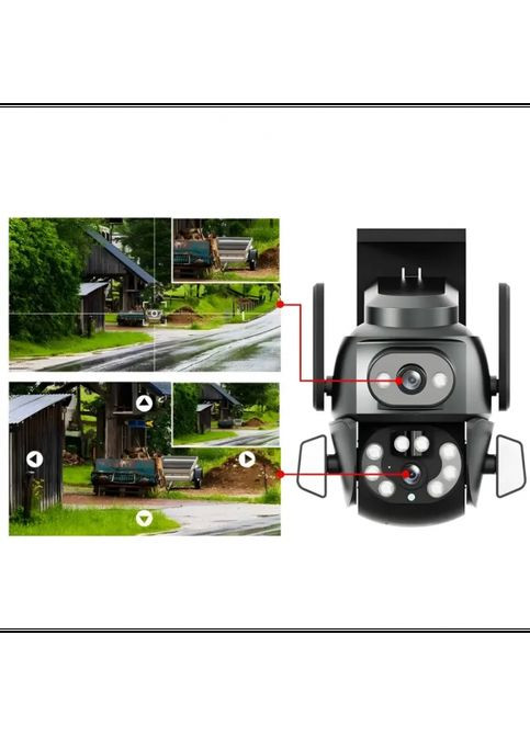 Камера наружная уличная поворотная двойная WIFI DOUL CAM Q-821 FULL-HD 4Mp Ночная съемка Черная MDR No Brand (371793845)