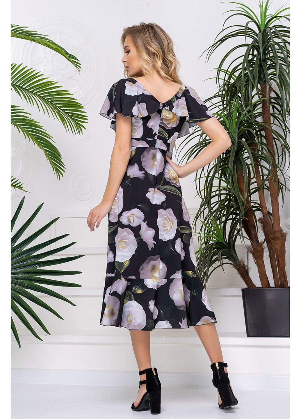 Черное летнее платье запах софт 20093 черное Tanita-Romario