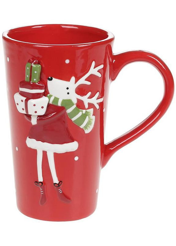 Кружка керамическая «Олениха с подарками» 500мл, высокая Bona (339777016)