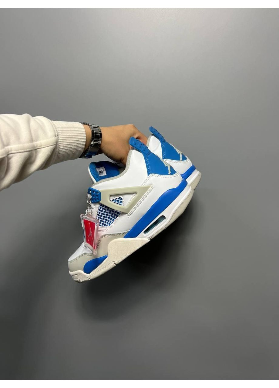 Белые демисезонные кроссовки мужские nike air jordan 4 retro golf military blue найк аир джордан No Brand
