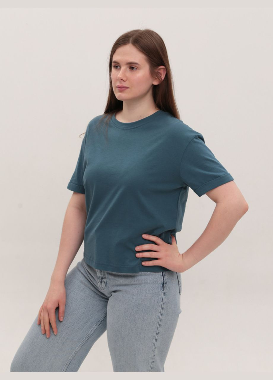 Футболка жіноча синя пряма укорочена Whitney Пряма - (328000584)