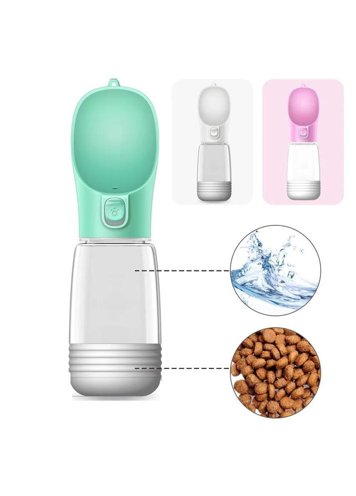 Портативная универсальная поилка Qianshi для животных с чашей для корма 380 мл + 180 г, Розовая ( ) No Brand (302392529)