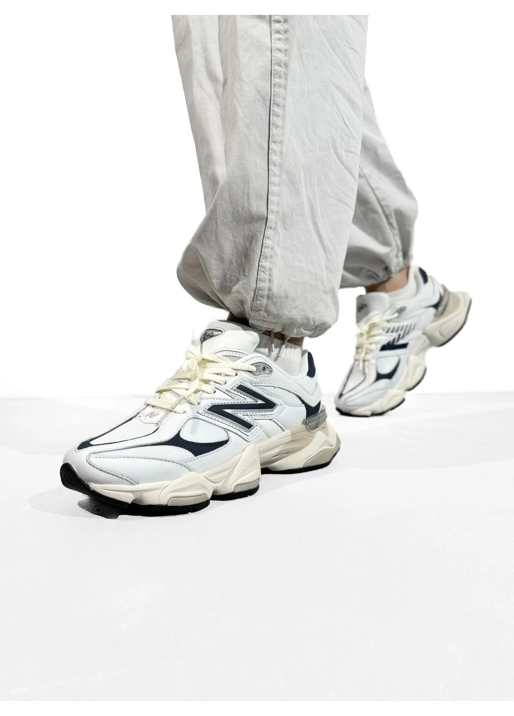 Білі кросівки чоловічі new balance 9060 white/beige/dark blue нью беланс 9060 білі демісезон No Brand