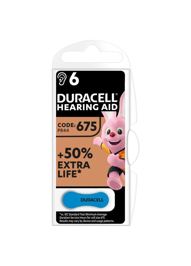 Батарейка PR44/675*6 (m426471) Duracell для слухових апаратів розмір 675, 6 шт. в упаковці (367064367)
