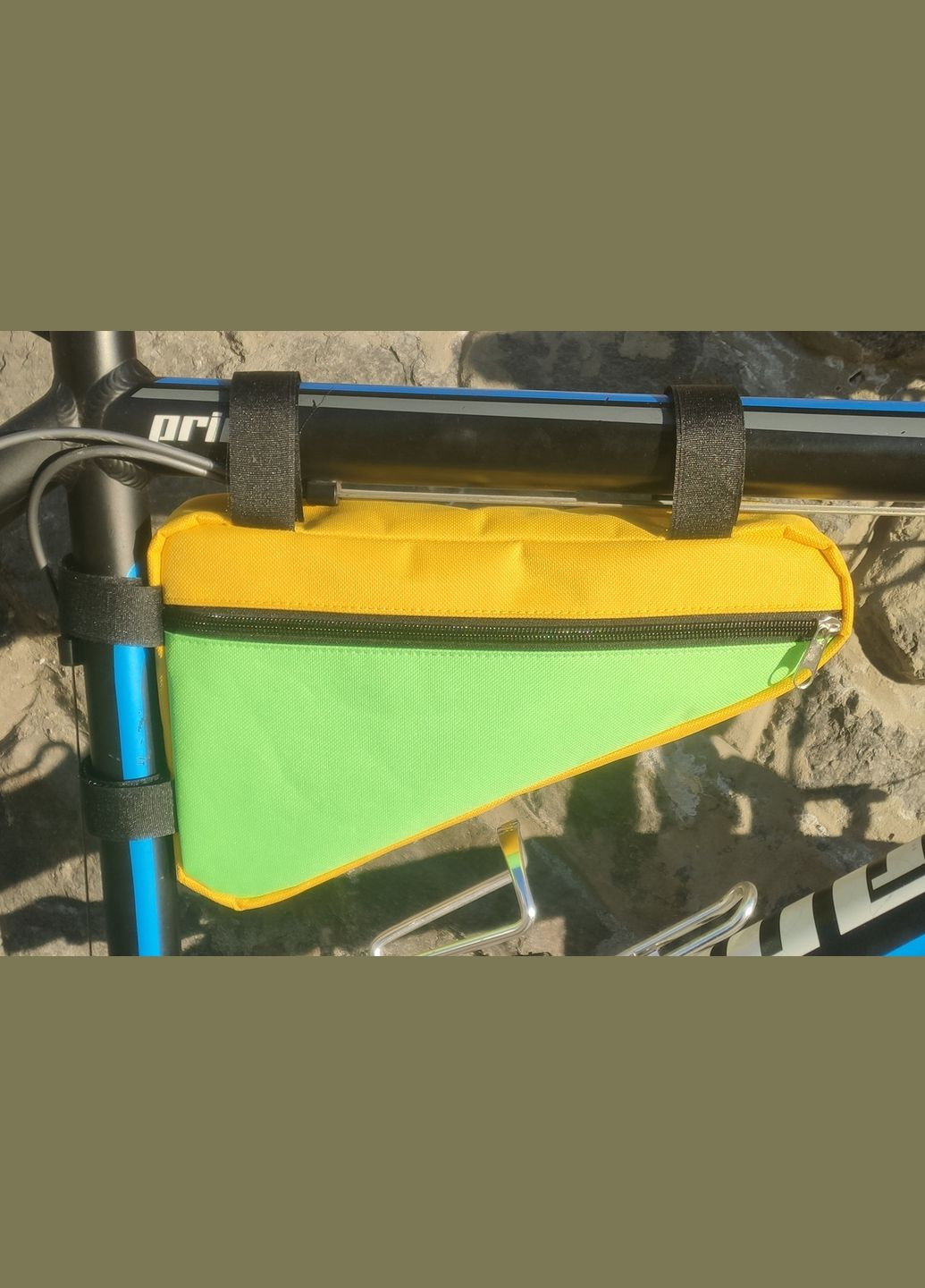 Велосипедна сумка на раму, велосумка Plutcor (28*16 см oxford 600d) зелена з жовтимУкраїна No Brand (334689498)
