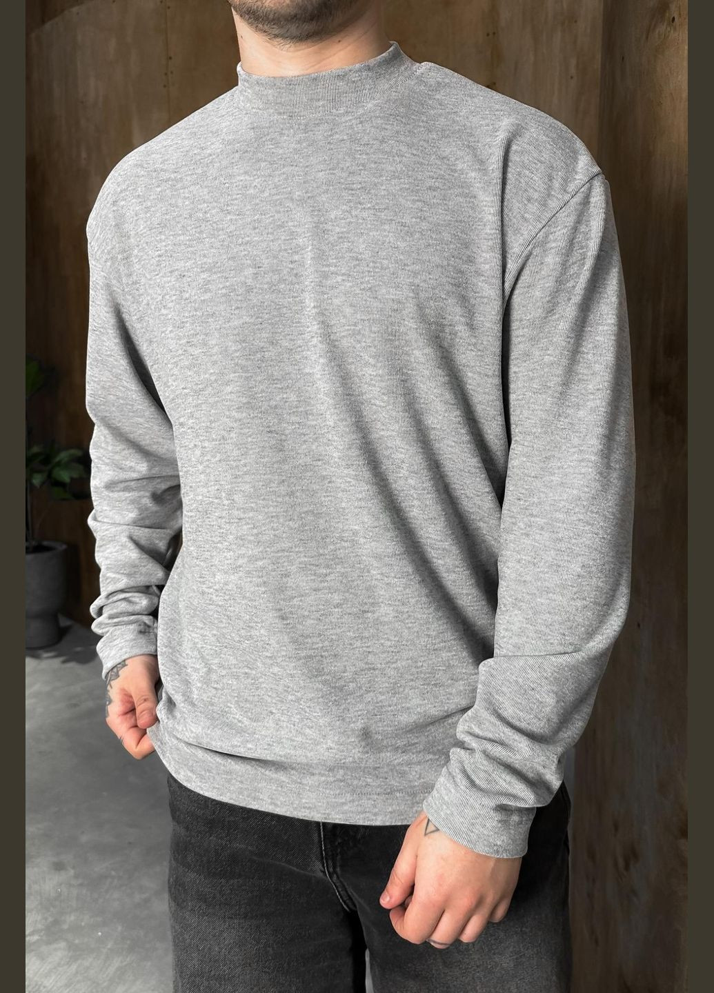 Стильний лонгслів на мікрофлісі No Brand сірий ділові, повсякденні, кежуали